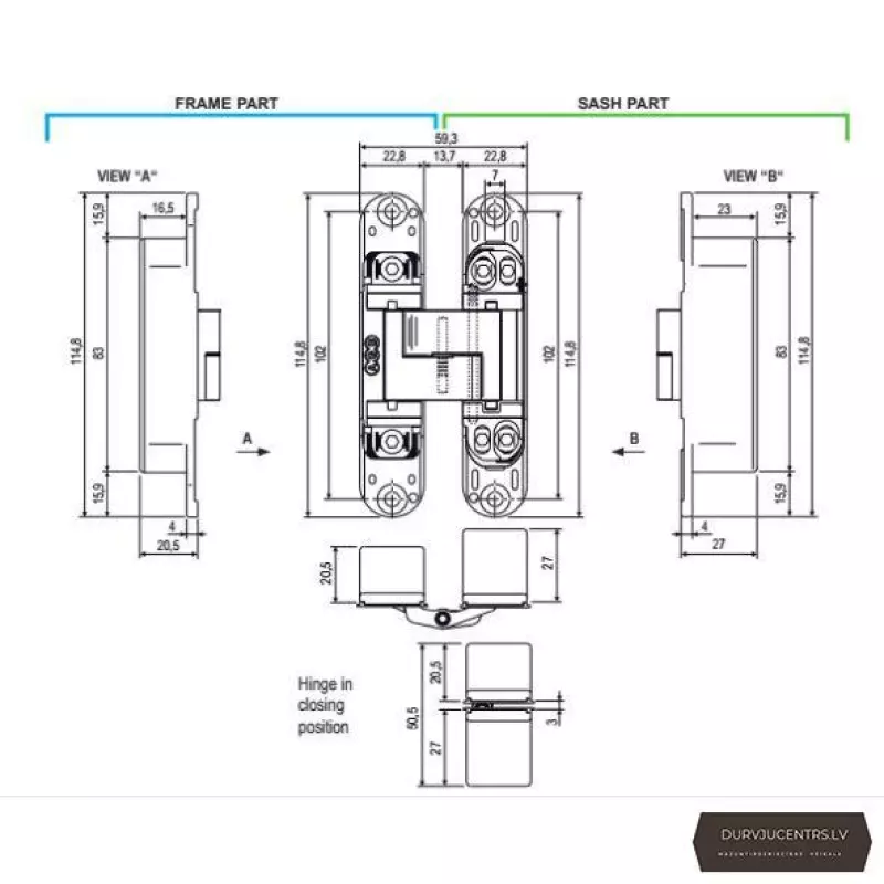 Slēptās eņģes balts