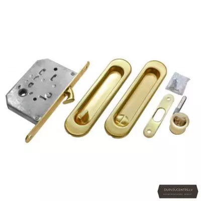 Bīdāmo durvju sistēmas furnitūras komplekts (rokturi+slēdzene) MHS 150 WC SG